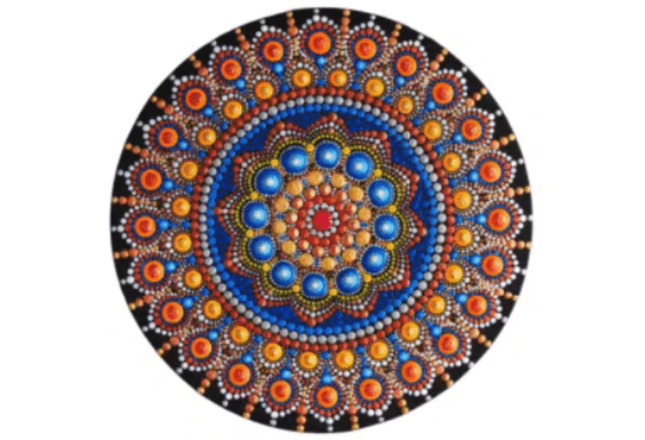 Detailed mandala artwork by Rajni Dutta Art & Design featuring intricate geometric patterns and hand-drawn symmetrical designs.