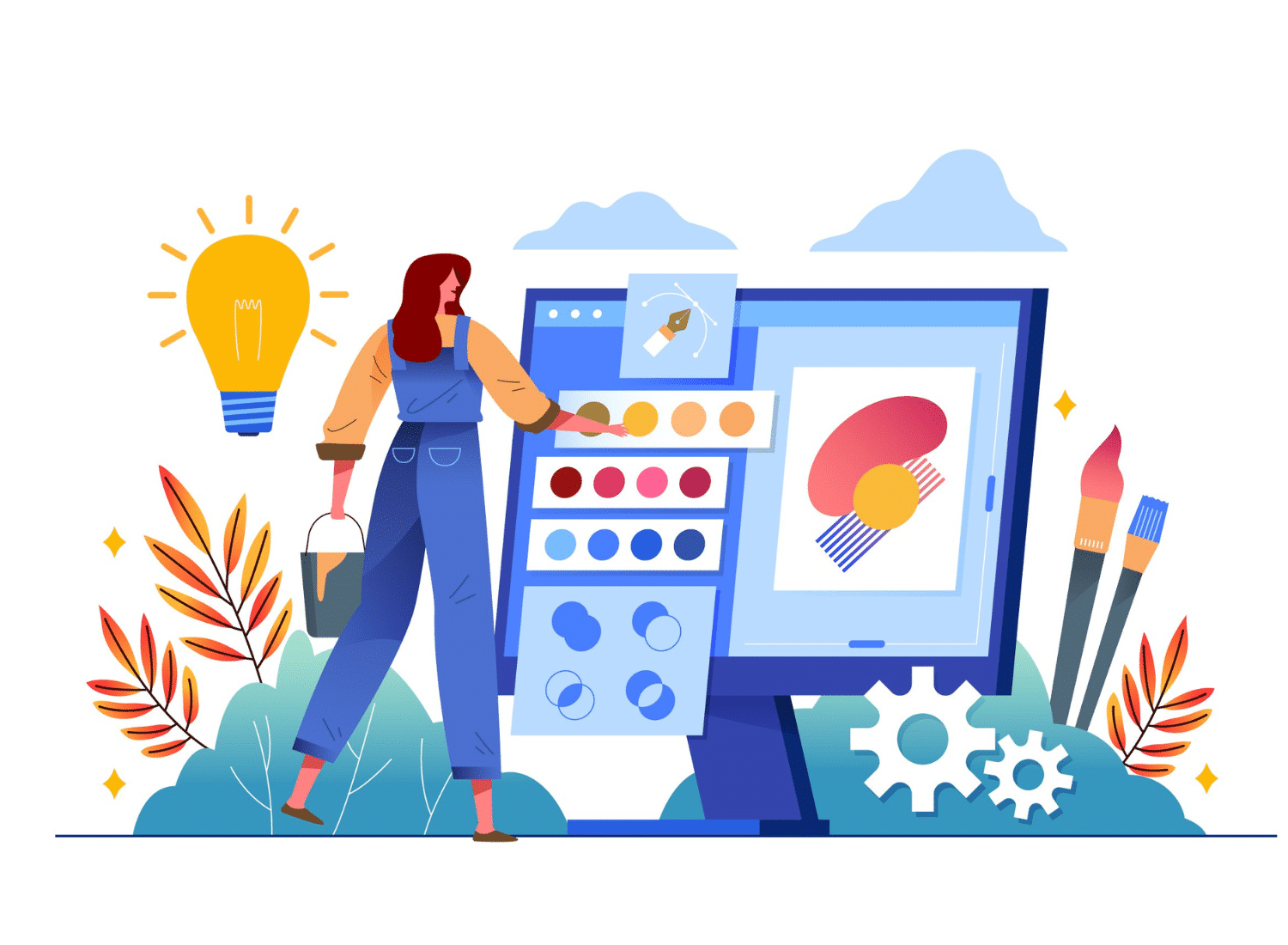 Creative print and collateral design mockups by Rajni Dutta Art & Design showcasing brochures, business cards, and brand stationery.