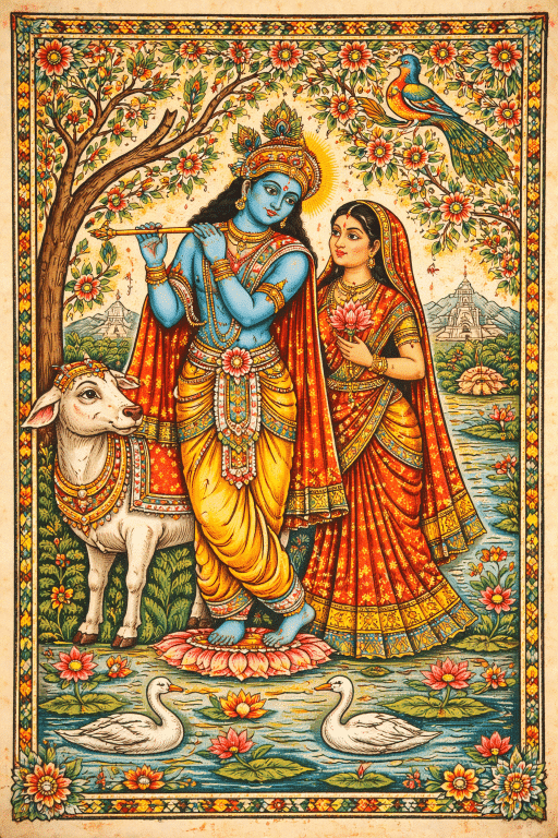 krishna madhubani painting