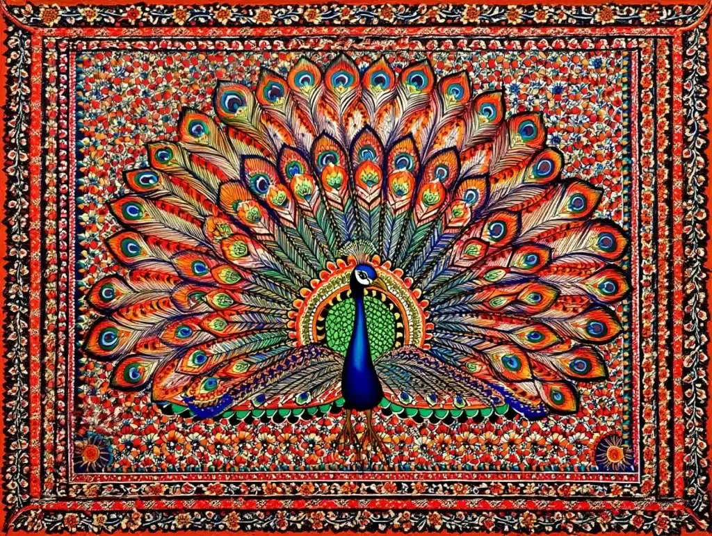 peacock madhubani painting