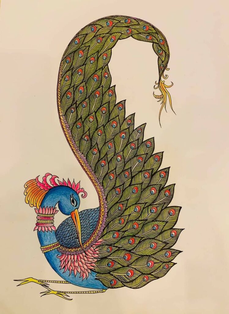 Peacock gond art