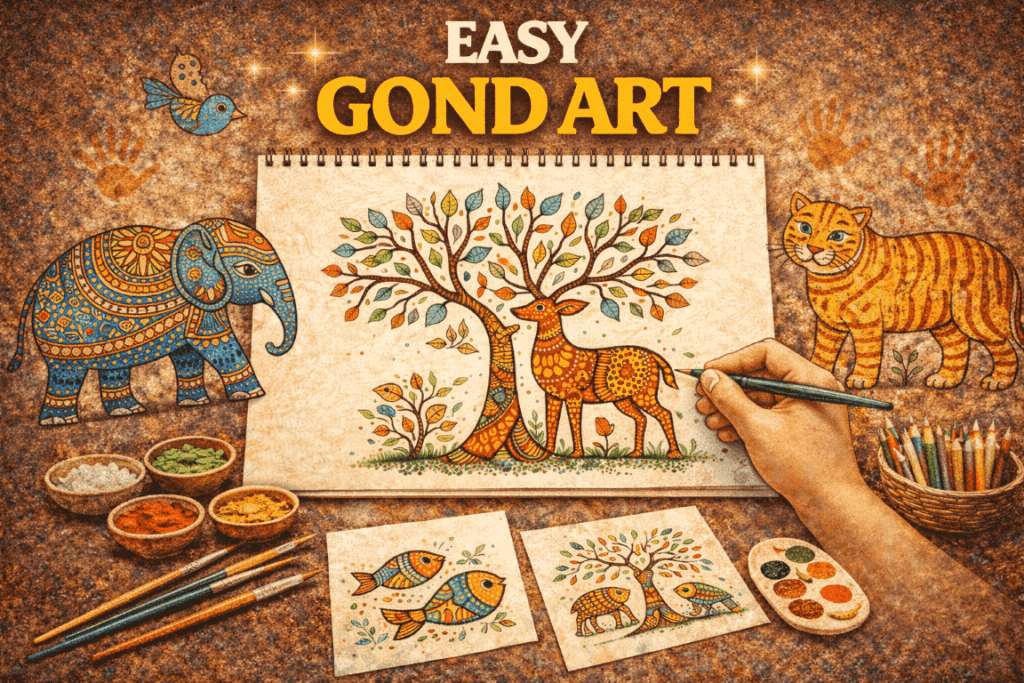 Easy gond art step by step