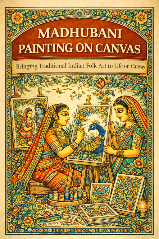 madhubani painting on canvas