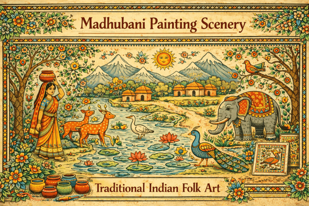 madhubani painting scenery