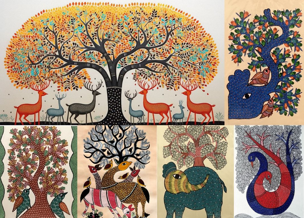 Best Gond Artist Rajni Dutta creating vibrant Gond art inspired by tribal folklore and nature